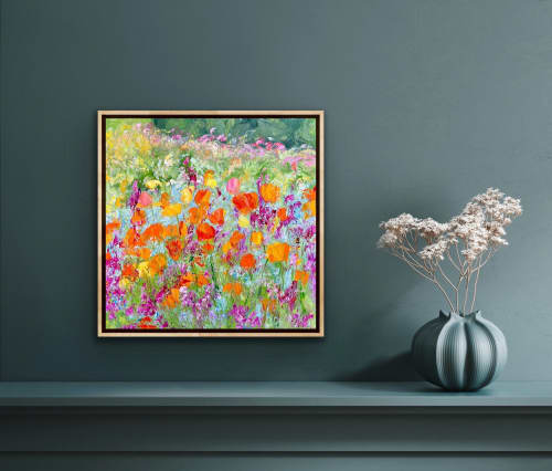 Wild Poppies | Oil And Acrylic Painting in Paintings by Checa Art. Item made of canvas with synthetic