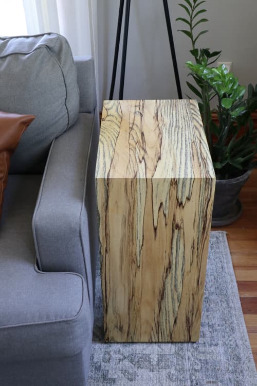 Spalted Maple Waterfall C-Table | End Table in Tables by Hazel Oak Farms. Item made of maple wood