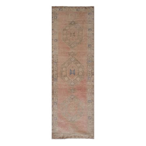 Vintage Bohemian Handmade Wool Turkish Runner Rug | Rugs by Vintage Pillows Store. Item composed of wool and fiber