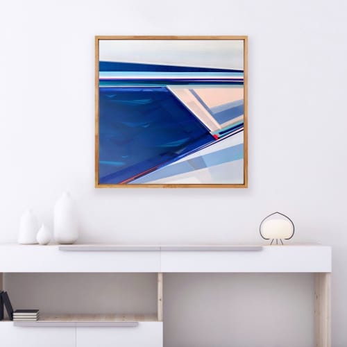 Original 30x30 Geometric Abstract Painting | Beach by Shilo Ratner | Oil And Acrylic Painting in Paintings by Shilo Ratner