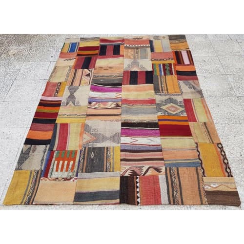 Home Decor Interior Designer Handmade PATCHWORK Office Kilim | Area Rug in Rugs by Vintage Pillows Store. Item composed of cotton
