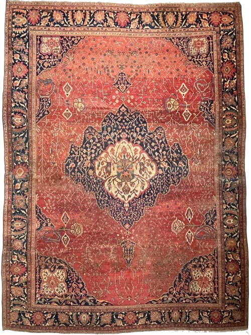 SOPHISTICATED Old-World Antique Ferahan Sarouk | Area Rug in Rugs by The Loom House. Item composed of cotton & fiber
