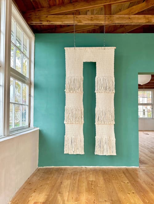 Portal | White | Macrame Wall Hanging in Wall Hangings by Dörte Bundt. Item made of birch wood with cotton works with coastal style