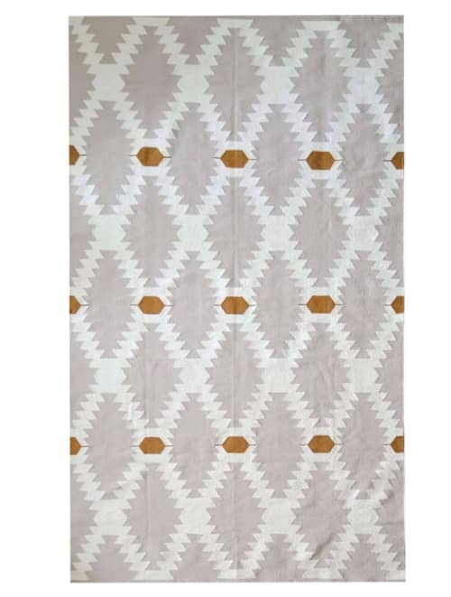Taupe Diamonds Handwoven Kilim Rug | Area Rug in Rugs by Mumo Toronto. Item composed of fabric