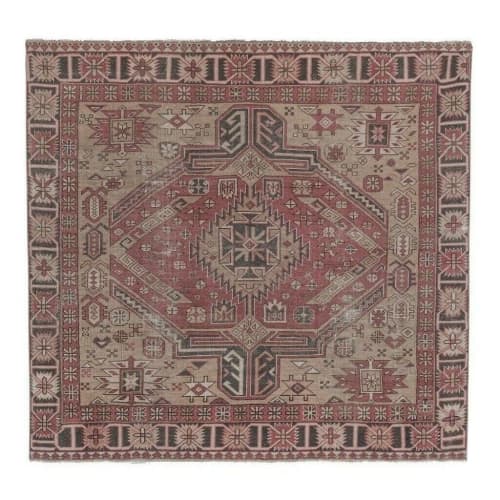 Antique Caucasian Kazak Rug with Tribal Geometric Medallion | Area Rug in Rugs by Vintage Pillows Store. Item composed of cotton & fiber