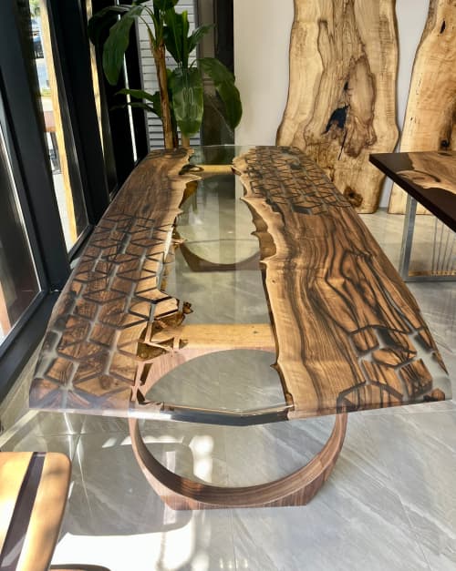 Epoxy Resin Table - Custom Epoxy Table | Dining Table in Tables by Tinella Wood. Item composed of wood and metal in contemporary or country & farmhouse style