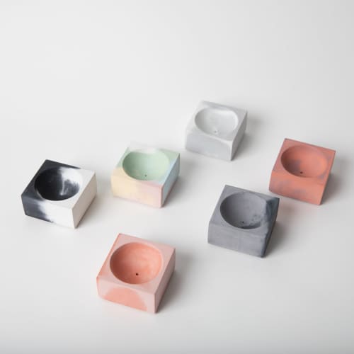 Incense Holders (Square) - Marbled | Decorative Objects by Pretti.Cool. Item composed of concrete