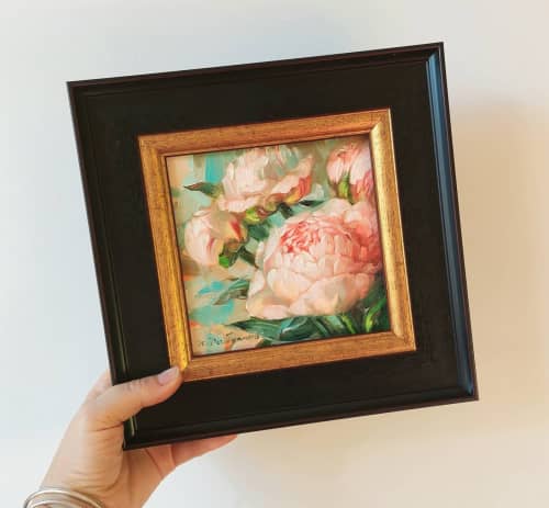 Original flowers painting, Peony oil painting original, Pink | Oil And Acrylic Painting in Paintings by Natart. Item made of canvas with synthetic works with contemporary style