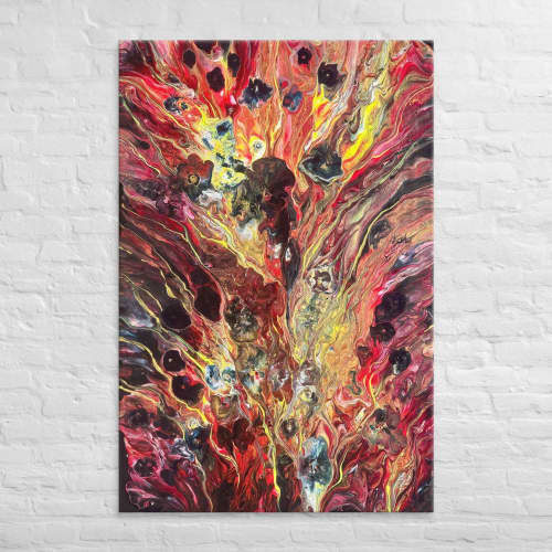Canvas Print - Phoenix - Fluid Abstract Red Gold Fire | Work by Eman's Gallery