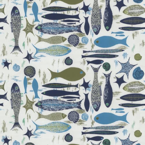 Ebb Tide - Blue & Green | Wallpaper in Wall Treatments by Wallcovetings by Brenda Houston. Item composed of fabric and paper