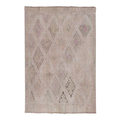 Vintage Faded Turkish Jajim Kilim Rug 5'2'' x 7'3'' | Area Rug in Rugs by Vintage Pillows Store. Item composed of cotton
