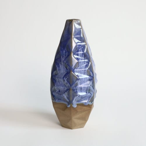 Oblique Slender in Coral Blue | Vase in Vases & Vessels by by Alejandra Design. Item made of ceramic