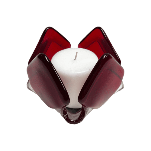 Transparent Red Glass Candleholder | Candle Holder in Decorative Objects by Sand & Iron