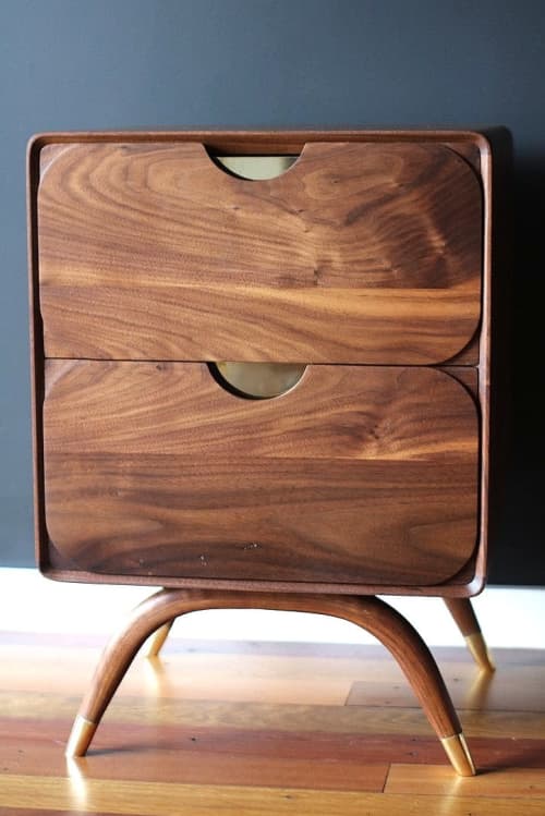 MM Elegance Bedside Table | Tables by Leaf Furniture. Item made of wood with brass