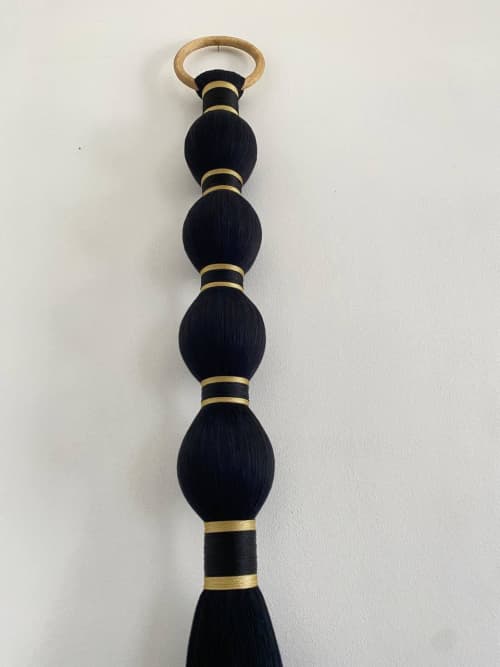 Black Gold Macrame Wall Hanging, Luxury Tassel Wall Decor, Boho Wall Art, Modern Home Tapestry, Large Decorative Tassel | Wall Hangings by İnanç Yılmaz