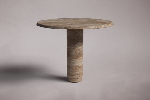 Marylou Noche Travertine Round Table | Dining Table in Tables by HamamDecor LLC
