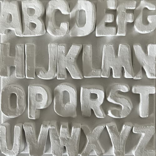 Alphabet 6" x 6" | Mixed Media in Paintings by Emeline Tate. Item made of canvas & synthetic