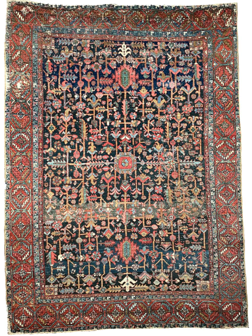 AMAZING Antique Rug BLOOMING MIDNIGHT JUNGLE Antique Rug | Area Rug in Rugs by The Loom House. Item made of wool