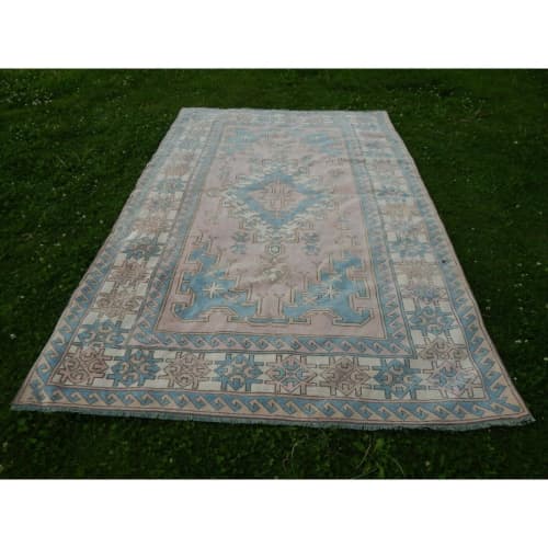 Vintage Oversize Hand Knotted Turkish Rug - Palace Oushak | Area Rug in Rugs by Vintage Pillows Store. Item made of cotton with fiber