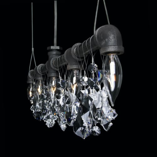 Tribeca Bar Chandelier Linear Suspension (29") | Chandeliers by Michael McHale Designs. Item made of metal & glass