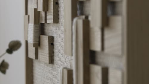Twin Groves - Organic Wood Mosaic | Tapestry in Wall Hangings by Lale Studio & Shop. Item made of oak wood & wool compatible with minimalism and contemporary style