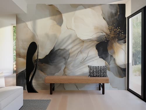 Midnight Bloom II — Bold Florals Luxury Wallpaper Mural | Wall Treatments by ELLE WALLS
