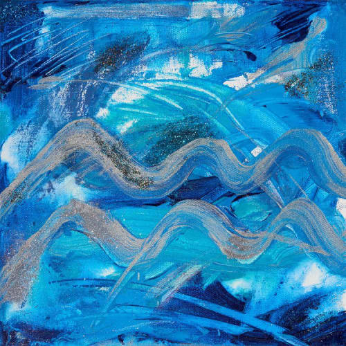 Aquarius | Oil And Acrylic Painting in Paintings by Eugenie Diserio. Item composed of canvas in mid century modern or contemporary style