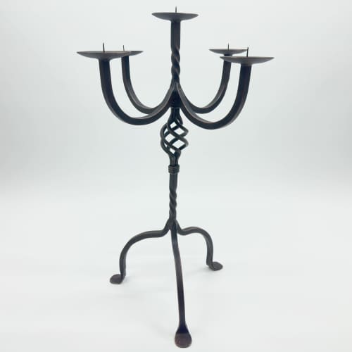 Hand Forged Iron Candelabra 23.5″ (60cm) | Candle Holder in Decorative Objects by edecrawzFC