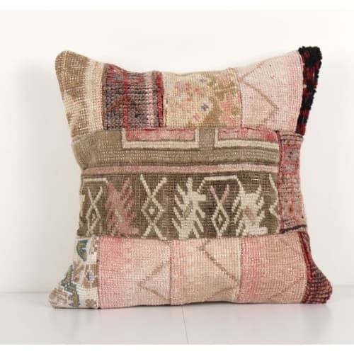 Ethnic Turkish Kilim Pillow Cover, Square Patchwork Cushion | Pillows by Vintage Pillows Store