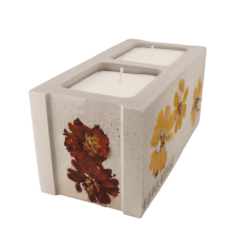 Flora Mini Cinderblock Candle | Candle Holder in Decorative Objects by Caos Motē