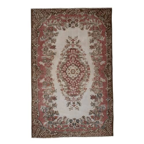Vintage Hand Knotted Turkish Oushak Rug 5.8 x 9.1 | Area Rug in Rugs by Vintage Pillows Store. Item composed of cotton