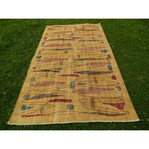 Vintage Zeki Müren Rug With a Modern Design - Turkish Art | Area Rug in Rugs by Vintage Pillows Store. Item made of cotton with fiber