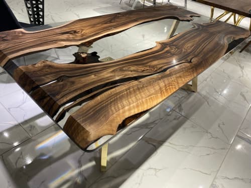 Custom Clear Epoxy Table - Epoxy Resin Table - Dining Table | Tables by Tinella Collection. Item made of walnut & synthetic compatible with contemporary and country & farmhouse style