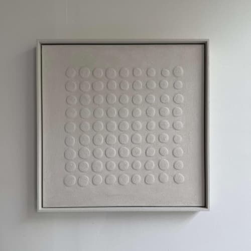 Minimalist Wall Art - Abstract Monochrome Sculpture - Plaster Painting - Textured Dots Symmetric Relief - Perfect Housewarming Gift | Wall Sculpture in Wall Hangings by Vaiva Art Atelier