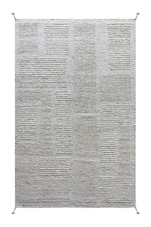 Handmade Wool Area Rug, Neutral Geometric Moroccan Living Room Carpet | Rugs by Swiflo