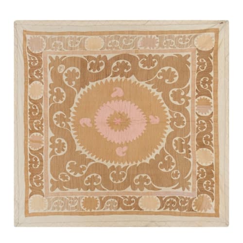 Suzani White Washed Tapestry - Muted Color Uzbek Table Cloth | Tablecloth in Linens & Bedding by Vintage Pillows Store