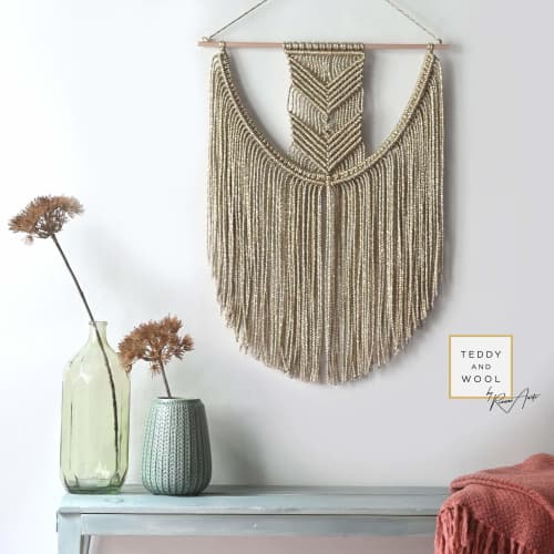 Special Edition - Golden "EVA | Macrame Wall Hanging in Wall Hangings by Rianne Aarts. Item made of cotton with fiber