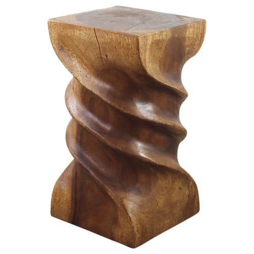 Haussmann® Wood Triple Twist stool-stand 12 in SQ x 22 in | Chairs by Haussmann®