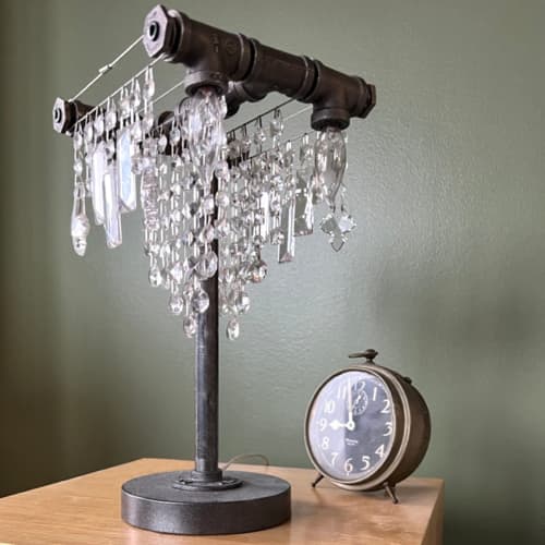 Tribeca Chandelier Table Lamp | Lamps by Michael McHale Designs. Item composed of steel and stone