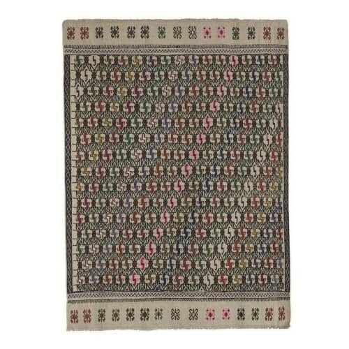 Masterwork Hand-Woven Rug Braided Kilim - Tribal Designer | Area Rug in Rugs by Vintage Pillows Store. Item made of fabric