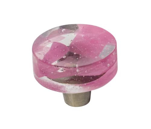 Millennial Pink Blush Pink Glass Circle Knob | Hardware by Windborne Studios. Item made of glass