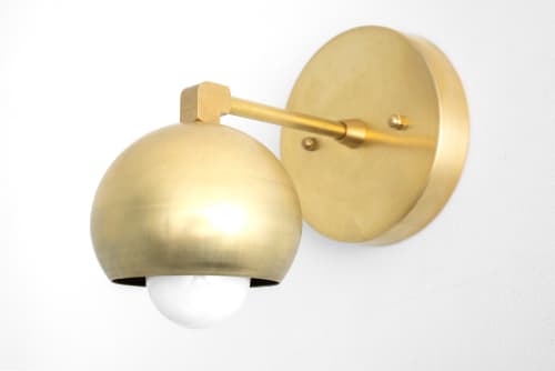 Modern Ball Sconce - Midcentury Modern - Model No. 0053 | Sconces by Peared Creation. Item made of brass with glass