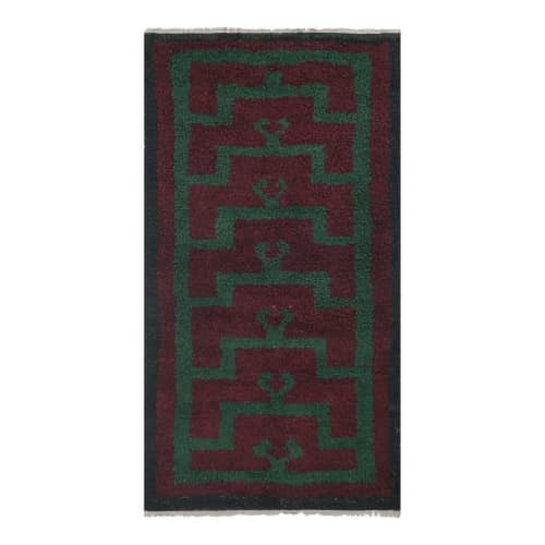 Mid Century Modern Tulu Turkish Tulu Rug with Tribal Pattern | Runner Rug in Rugs by Vintage Pillows Store. Item composed of cotton