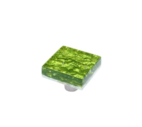 Pearl Emerald Square Knob | Hardware by Windborne Studios. Item made of steel with glass