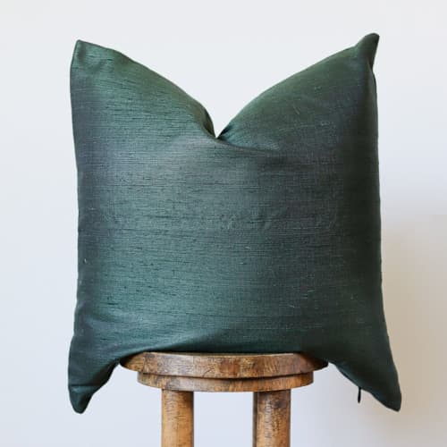 Forest Green Silk Pillow 22x22 | Pillows by Vantage Design