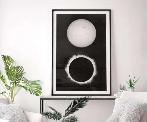 Large Celestial Eclipse Artwork, Solar Eclipse Art, Framed | Prints in Paintings by Capricorn Press. Item composed of paper in boho or minimalism style