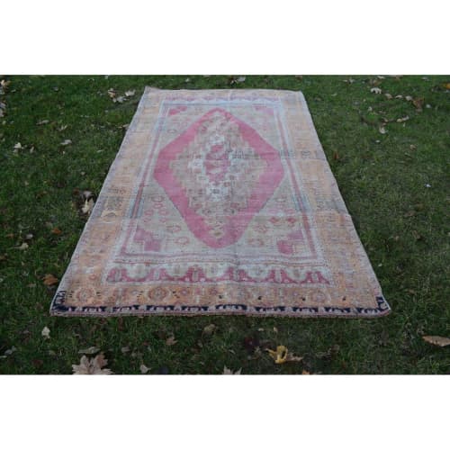 Handknotted Traditional Konya Taspinar Rug with Rich Border | Area Rug in Rugs by Vintage Pillows Store. Item made of cotton