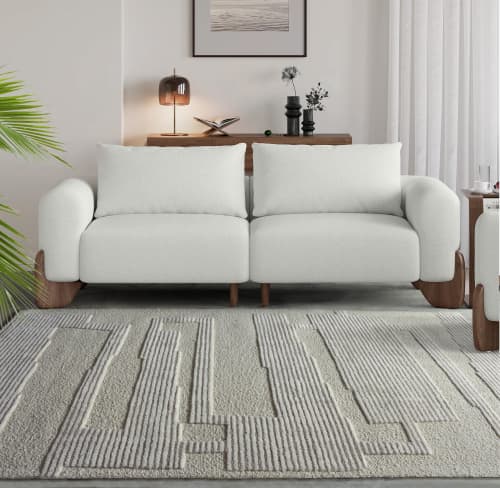 Neutral Handmade Wool Area Geometric Rug | Area Rug in Rugs by Swiflo