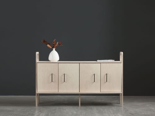 Credenza / Media Console / Sideboard with cabinet 690 | Storage by Plywood Project. Item composed of birch wood compatible with minimalism and mid century modern style