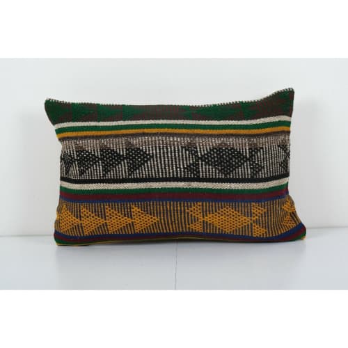 Vintage Mid Century Goat Hair Brown Kilim Pillow | Cushion in Pillows by Vintage Pillows Store. Item composed of cotton